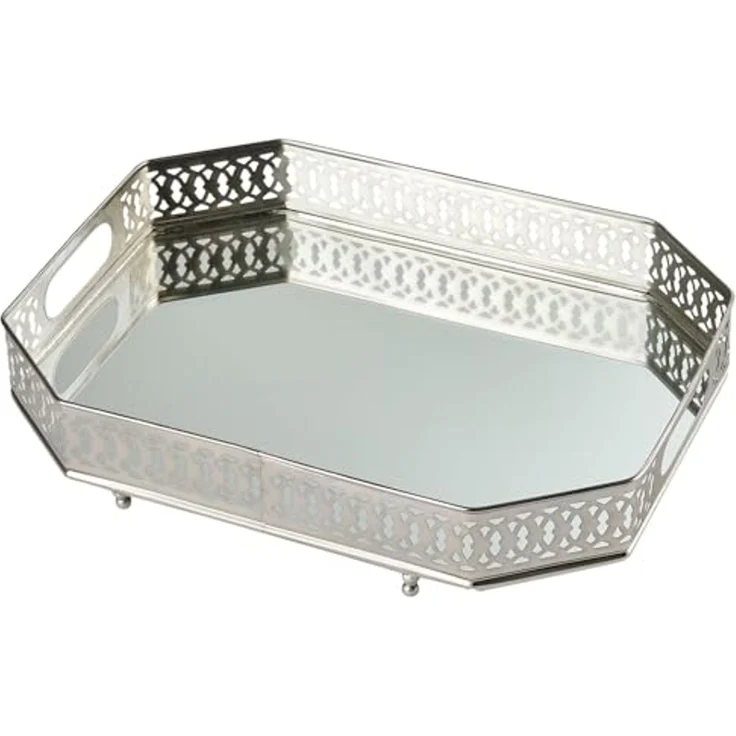 Marrakesch Orient & Mediterran Interior Tablett Spiegeltablett Eckiges Tablett Agata 34cm groß Ramadan Deko, Handarbeit – Bild 5