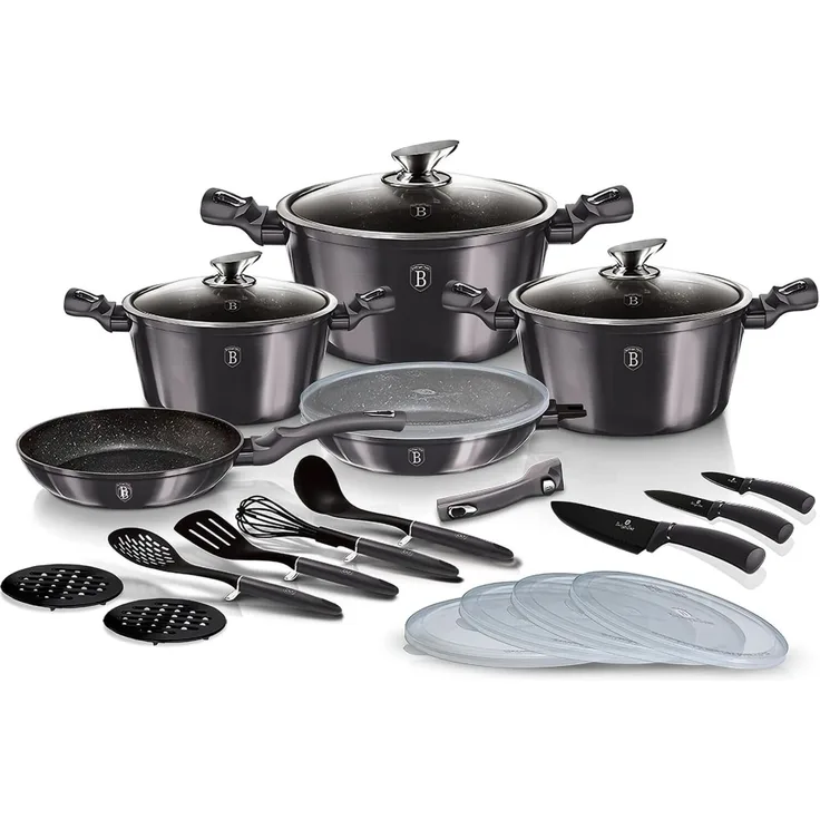 Berlinger Haus Kochen Berlinger Haus Topfset 22 Ele. Metallic Carbon Pro BH7181