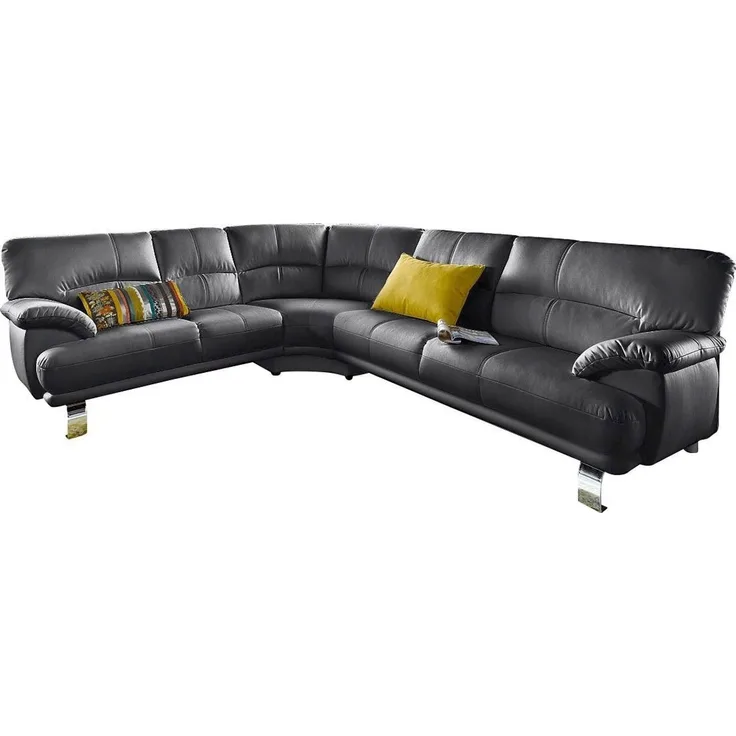 TRENDMANUFAKTUR Ecksofa Cecilia in italienischem Design, modern und komfortabel, L-Form, bequeme Armlehnen, mit langem Schenkel
