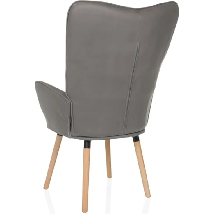 hjh LIVING Ohrensessel in Velour-Optik HAVENIO I Sessel für Wohnzimmer Schlafzimmer, Polsterstuhl mit Holzbeinen, Stoff Grau – Bild 9