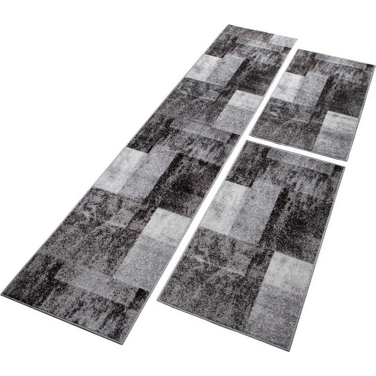 oKu-Tex Bettumrandung PHOENIX, Bettvorleger-Set, 3-tlg. Schlafzimmer, Höhe 11 mm, (Set, 3-tlg. 1 x 67 x 340 cm + 2 x 67 x 140 cm), Bettumrandung 3 teilig, weicher Kurzflor, modernes Design, meliert – Bild 2
