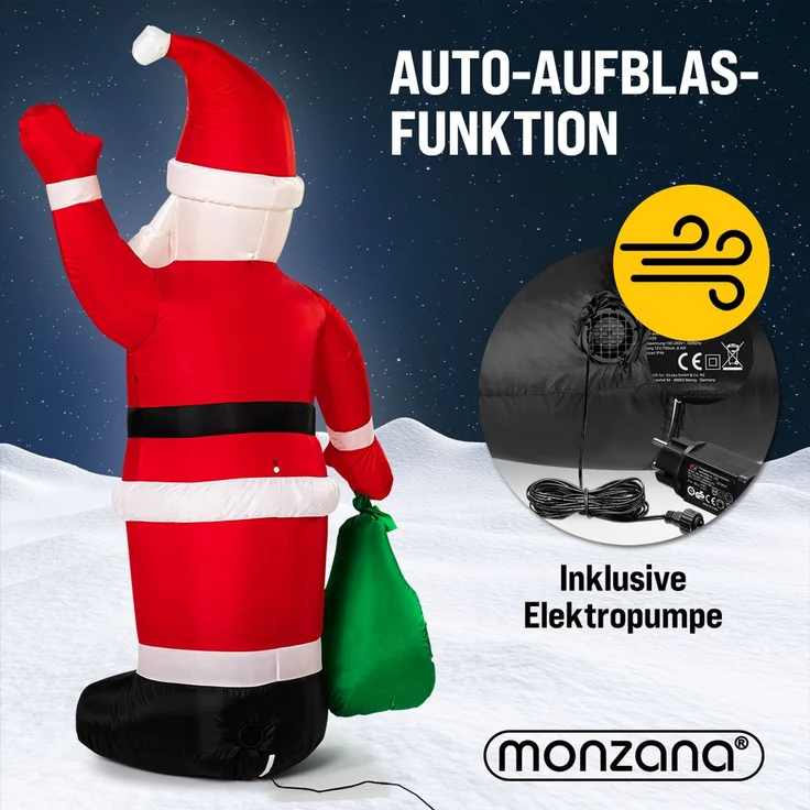 Monzana Weihnachtsmann mit Beleuchtung aufblasbar – Bild 3