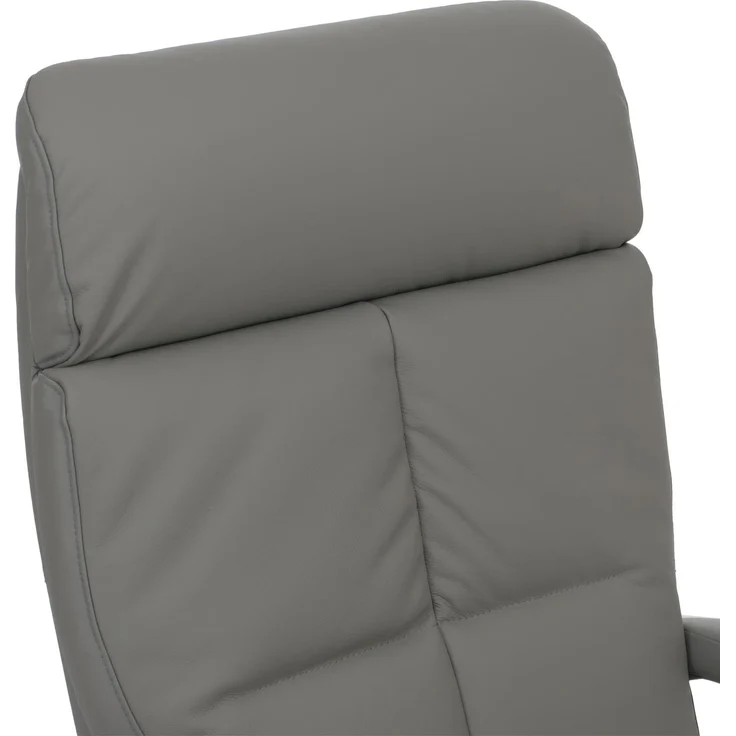 Relaxsessel HWC-L11, TV-Sessel Liegesessel, Liegefunktion drehbar, elektrisch verstellbar Voll-Leder ~ grau – Bild 5