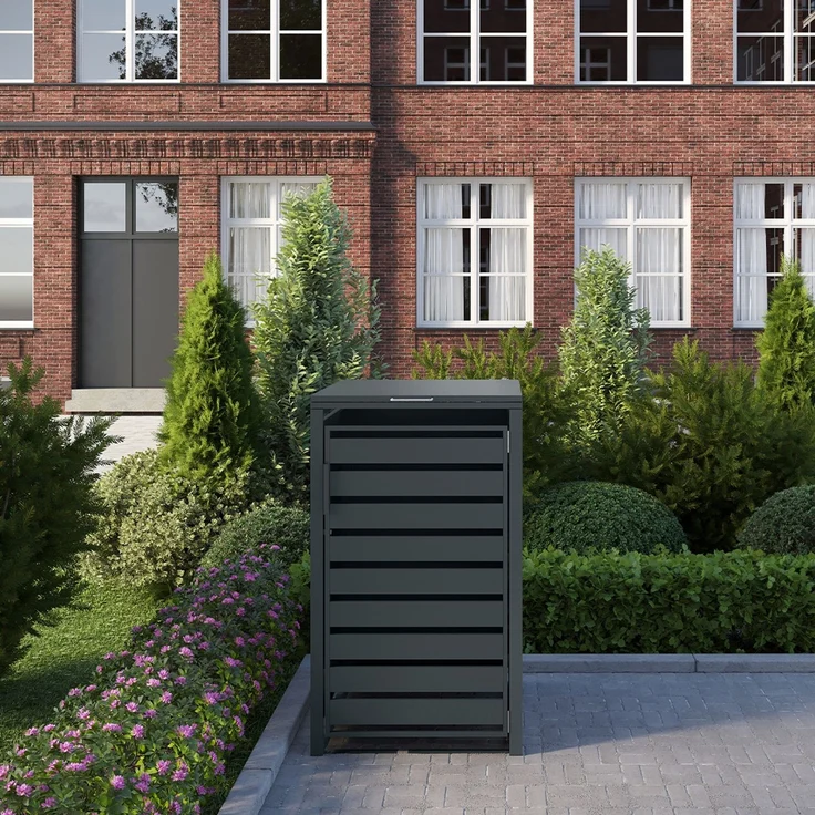 STEELSØN 'Kestra' Mülltonnenbox 1er 240 Liter, anthrazit, Mülltonnenverkleidung aus Stahl, wetterfest, 116x80x69 cm, Müllbox für 1 Tonne – Bild 2