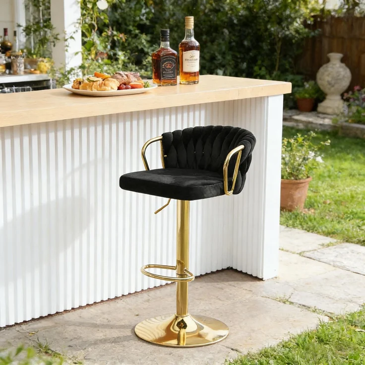 Küchenstuhl,Soft-Kissen-Tisch-Hocker,Bequeme Sitze,Elegante Bar-Hocker,Kaffeestuhl(Es ist nur ein Bar Stuhl enthalten)--Schwarz--50.5x49.5x98cm--YOUDENOVA – Bild 1
