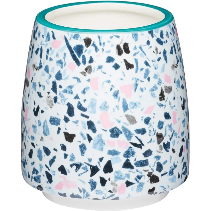 KitchenCraft Kleiner Blumentopf für den Innenbereich, dekoratives Terrazzo-Design, Keramik, Mehrfarbig, 11x12 cm