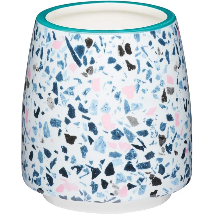 KitchenCraft Kleiner Blumentopf für den Innenbereich, dekoratives Terrazzo-Design, Keramik, Mehrfarbig, 11x12 cm