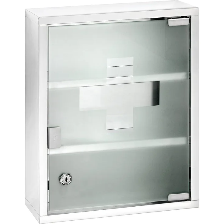WENKO Medikamentenschrank 30 cm breit, Silber, 3 Fächer