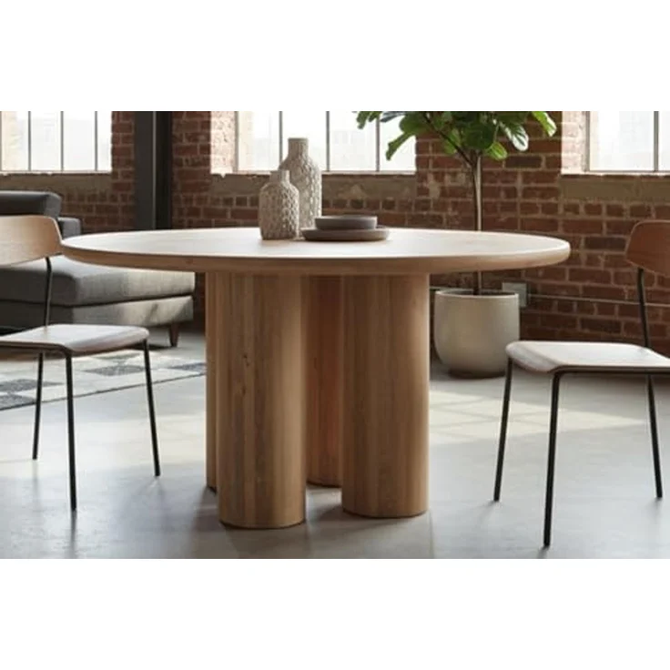 riess-ambiente Esstisch Art DECO 140cm natur Mangoholz, Säulenfüße, Unikat, massiv, rund (Einzelartikel, 1-St), Moderner Küchentisch - ideal für Ess- und Wohnzimmer oder Wohnküche – Bild 6