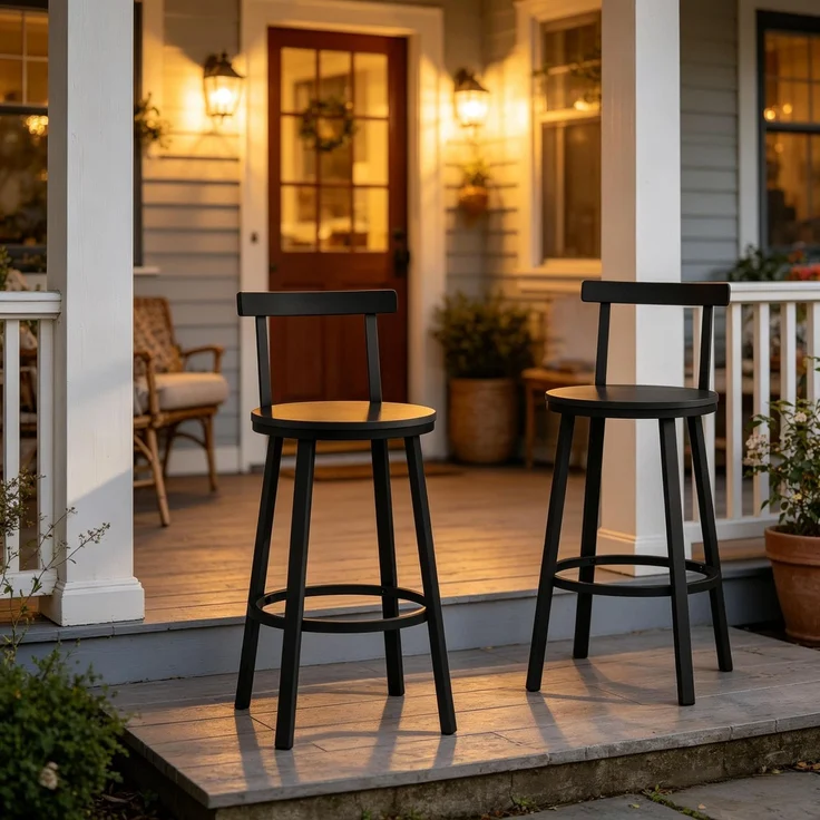 Ess Hocker mit gebogenen Rückenlehne,Moderner Akzent Hocker,Küchenstuhl,Bar Hocker,Frühstück Hocker(nur mit 2Pcs Hocker)--Schwarz--51.5x51.5x89cm--YOUDENOVA – Bild 6