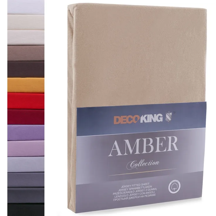 DecoKing Spannbettlaken 200x200 200x220 cm Cappuccino Spannbetttücher Jersey 100% Baumwolle Boxspringbett Amber 200x200 200x220