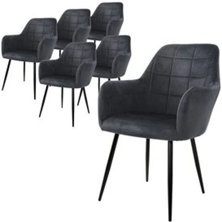 ML-DESIGN Stuhl Esszimmerstuhl ergonomisch & gepolstert Esstischstuhl mit Rückenlehnen (6 St), Wohnzimmerstuhl Dunkelgrau Samtbezug Küchenstuhl Polsterstuhl – Bild 6