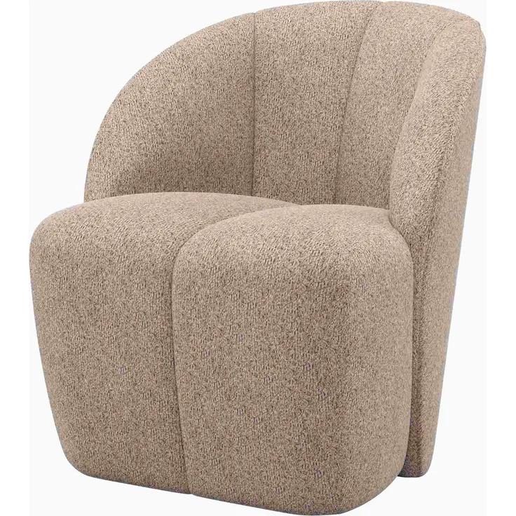 Drehsessel Mojo aus weichem Chenille-Stoff, modern und drehbar, Sand, bequeme Polsterung
