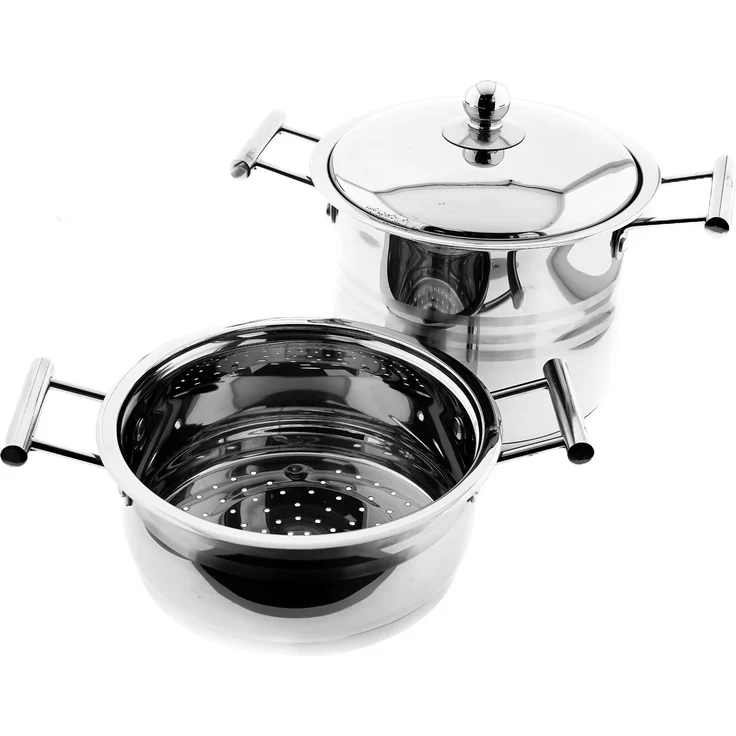 Sunay Couscous Pot aus Edelstahl Kochtopf mit Siebeinsatz in Silber 8L – Bild 3