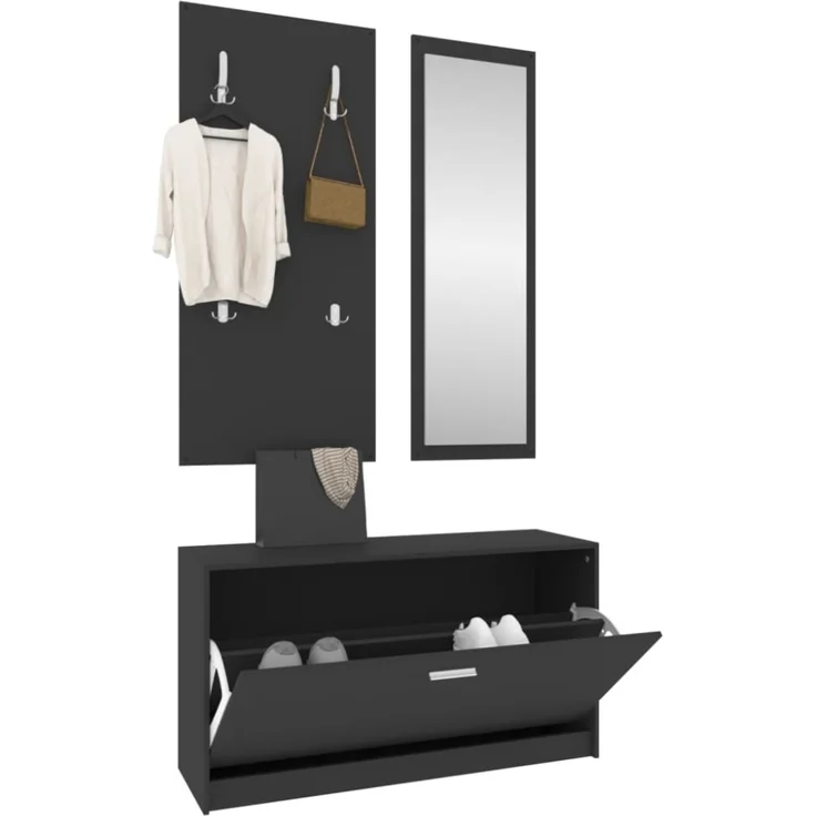vidaXL 3-tlg. Flurmöbel-Set Schwarz Holzwerkstoff 342571 – Bild 9