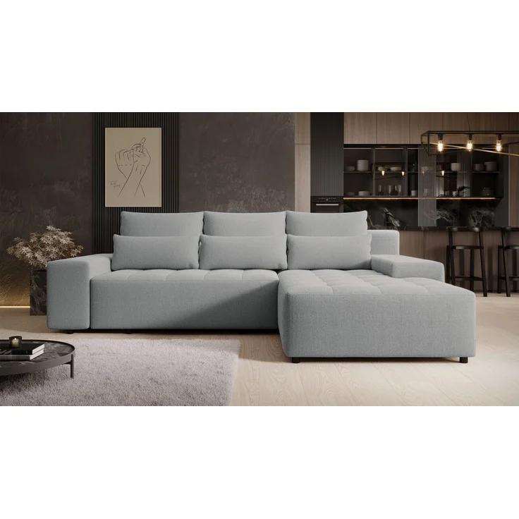 Selsey 'Neluro' Ecksofa mit Schlaffunktion & Bettkasten, Chenille wasserabweisend, Universal, Hellgrau – Bild 2