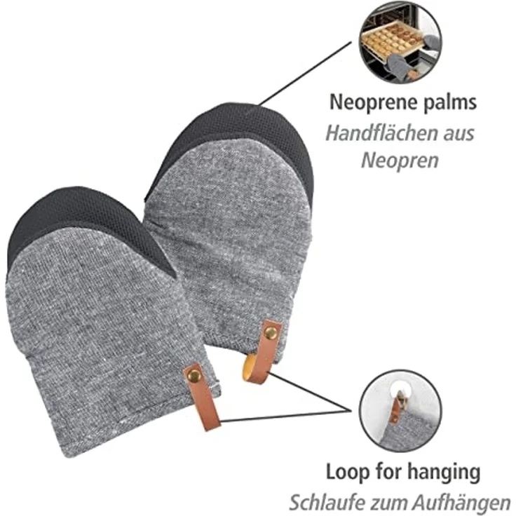 WENKO Topfhandschuhe Modell Ada Mini, (Set, 2-tlg), kleine Ofenhandschuhe, Handflächen aus Neopren, Baumwollinnenseite – Bild 2