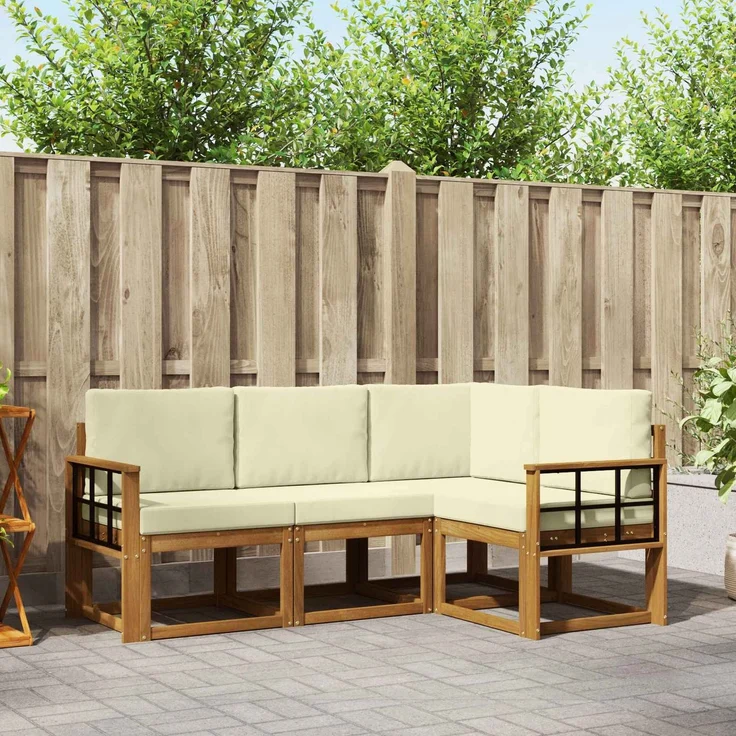 vidaXL Outdoor-Sofagarnitur 4 stk. 4-Sitzer Natur und Creme 3366333 – Bild 1