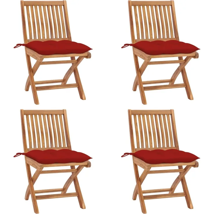 vidaXL Klappbare Gartenstühle mit Kissen 4 Stk. Massivholz Teak 3072828