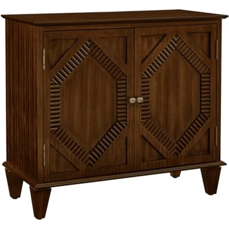 Vectis Sideboard mit Echtholzfurnier, reliefverzierte Doppeltüren & verstellbarem Einlegeboden für Eingang & Esszimmer (Walnussfarbe) – Bild 4