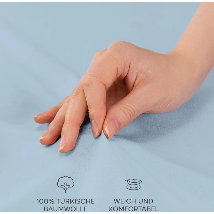 Twinzen® Kissenbezug 50x70 (2er-Set) - 100% Jersey Baumwolle 150 GSM Kissenbezüge - Blau - Für Kissenbezüge 50x70 cm - Kissenhülle - Kissenbezug mit Reißverschluss - Oeko-Tex Zertifiziert – Bild 3
