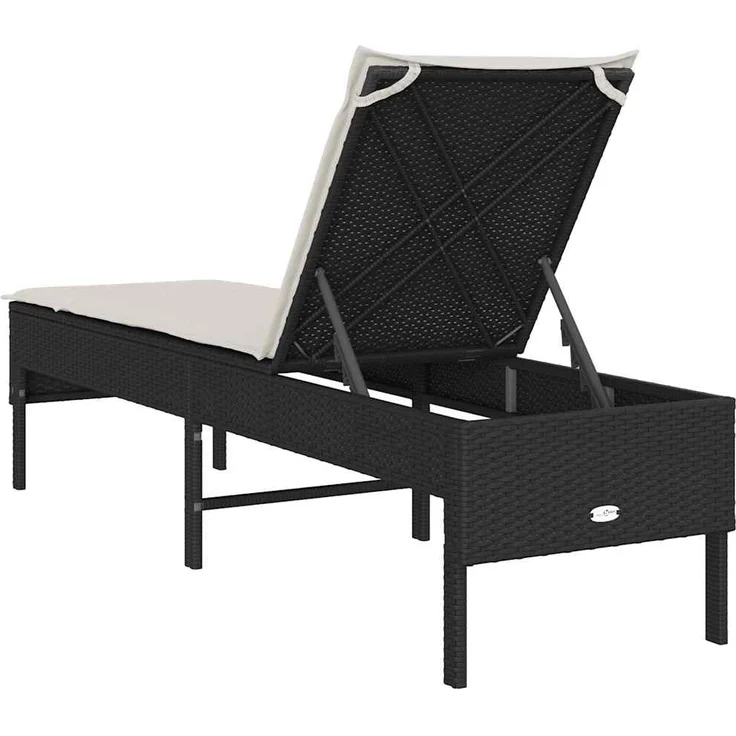 vidaXL Sonnenliege mit Auflage Schwarz 55x200x44 cm Poly Rattan 4104100 – Bild 6