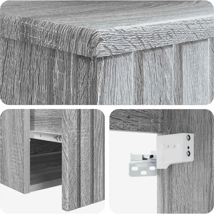 vidaXL Wandmontierter Waschbeckenunterschrank Grau Sonoma 890578 – Bild 5