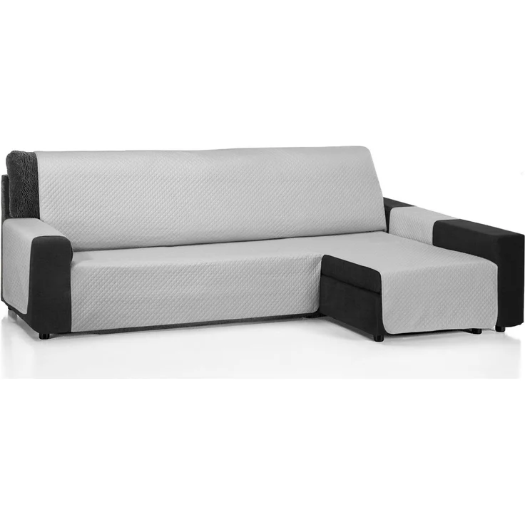ECOMMERC3 Sofabezug Chaise Long 280 cm, geeignet für Chaise Long Eckteil rechts und Links - Sofabezug Chaise, lang, verstellbar, Grau