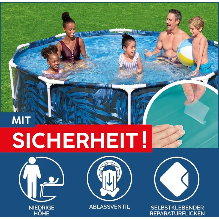 Steel Pro™ Frame Pool ohne Pumpe Ø 305 x 66 cm, tropisches Blatt-Design, rund – Bild 8