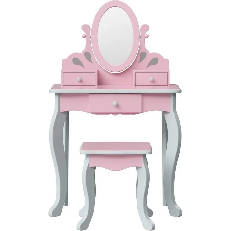 TEAMSON™ KIDS Schminktisch Princess Rapunzel Kinder-Schminktisch aus Holz mit Spiegel & Hocker – Bild 1