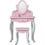 TEAMSON™ KIDS Schminktisch Princess Rapunzel Kinder-Schminktisch aus Holz mit Spiegel & Hocker