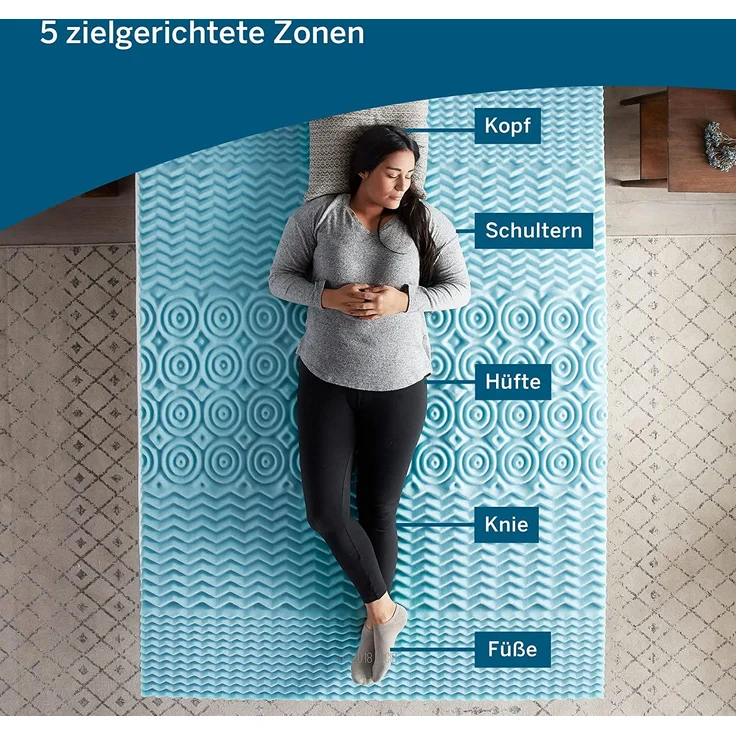 Lucid 5 Centimeter Zoned Gel Memory Foam Topper, Schaum, 150x190 cm – Bild 3