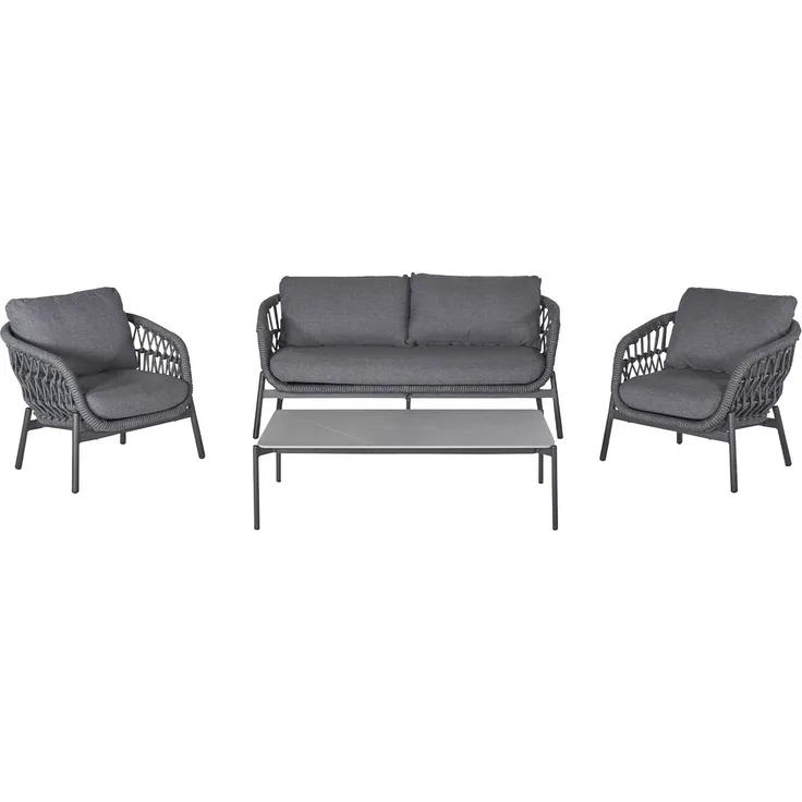 Lounge-Set Cliff / Bari, Rope, Schwarz