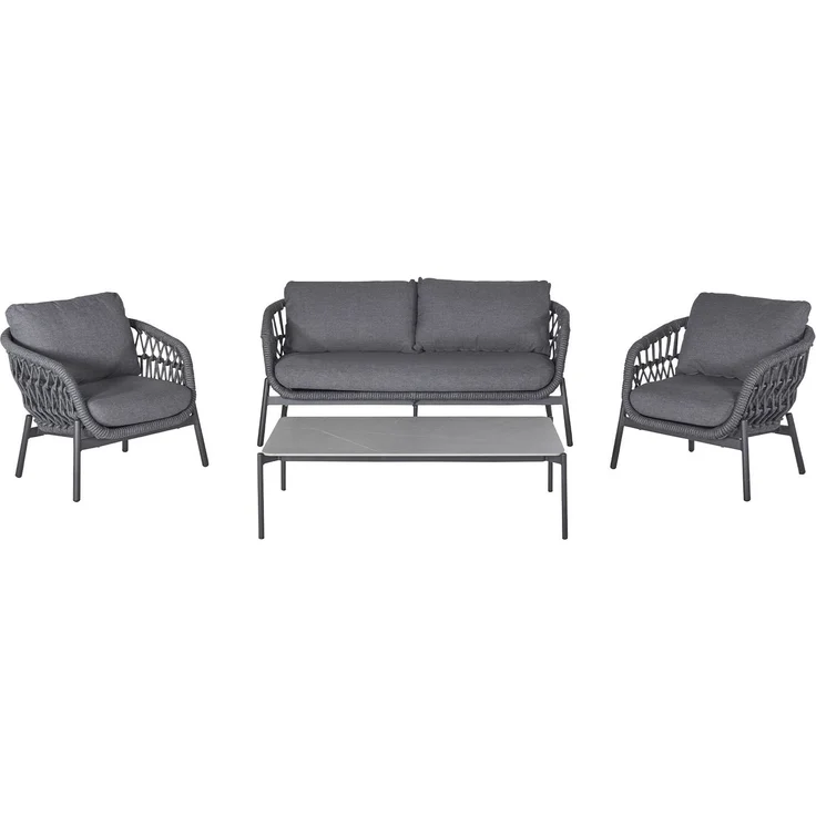 Lounge-Set Cliff / Bari, Rope, Schwarz – Bild 1