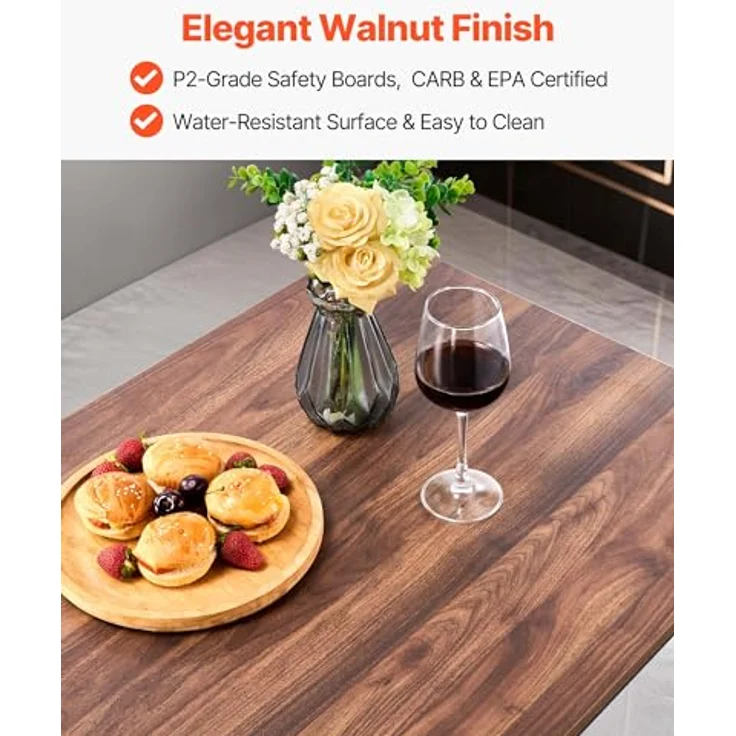 VEVOR Bartisch-Set (5-TLG.) mit 4 Barstühlen & abgerundeten Kanten, rechteckiger Kneipentisch Stehtisch (1200 x 600 x 915 mm), Bistrotisch Esstisch, geeignet für Büro Minibar Esszimmer Wohnzimmer – Bild 4
