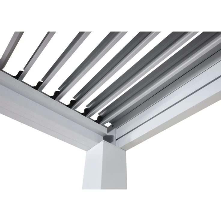 Mendler 'HWC-L46' Pergola, Regenrinne sturmfest, Aluminium weiß, 3x3 m – Bild 5