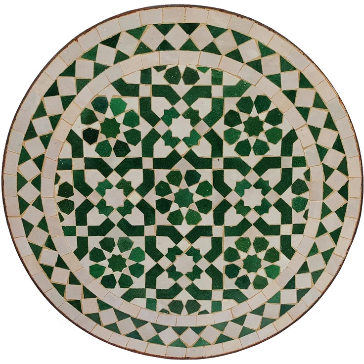 Mosaik-Beistelltisch Ø45 cm Grün Weiß glasiert – Bild 5