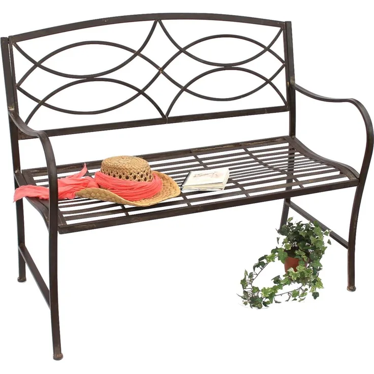 DanDiBo Gartenbank Metall Braun Wetterfest 109 cm Sitzbank 111185 2-Sitzer Bank Eisenbank Baumbank Parkbank