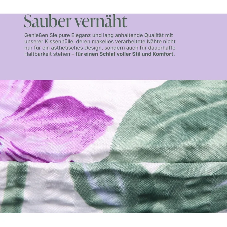 Seersucker - Kissenbezug 40x80cm - 2er Pack Blumen – Bild 2