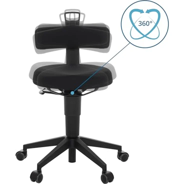 hjh OFFICE Balancestuhl höhenverstellbar TOP WORK FLEX beweglicher Arbeitshocker mit Rückenlehne, Stoff Schwarz – Bild 5