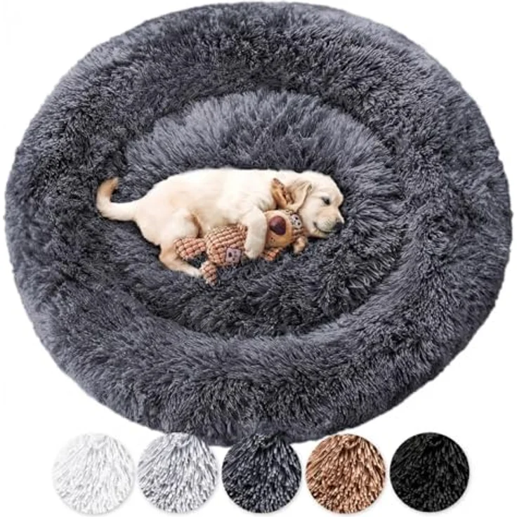 Wahre Tierliebe Hundebett Donut - Das Original - waschbar [S, 70cm, dunkelgrau] Hundekissen, Hundekorb, Flauschiges Hundebett für große, mittelgroße & kleine Hunde – Bild 2