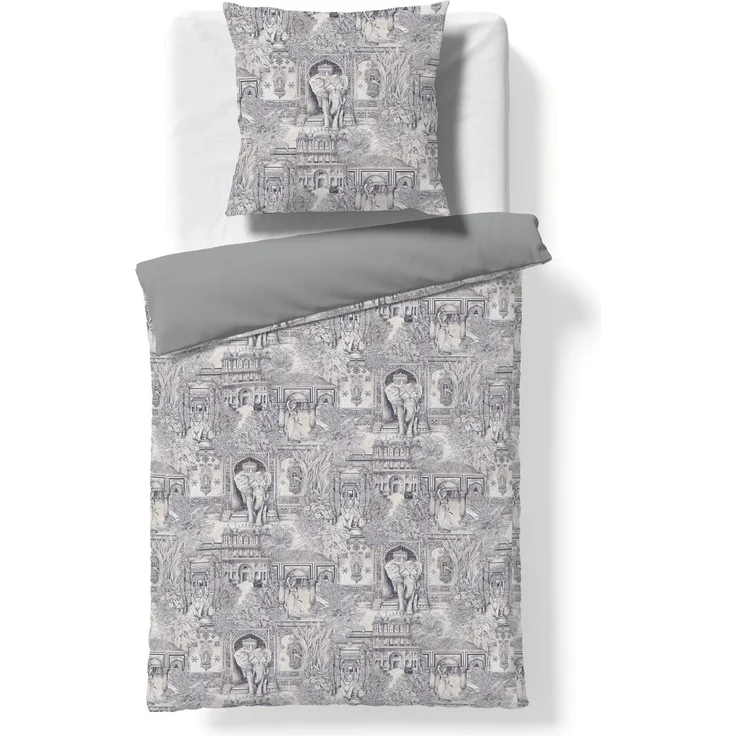 Fleuresse Mako-Satin Bettwäsche 135x200 Landschaft Süden Bäume Wende blau 115059-9 – Bild 2