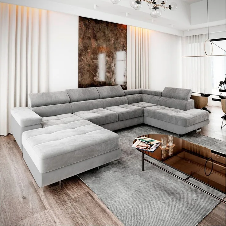 Masseno Ecksofa CASONE mit Schlaffunktion U-Form, Sofa mit Bettkasten