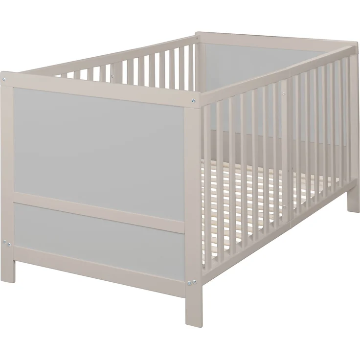 roba Babybett EASY SLEEP 70 x 140 cm inkl. Umbauecken - Mitwachsendes Gitterbett 3-fach höhenverstellbar - 3 Schlupfsprossen - Holz natur / grau – Bild 8