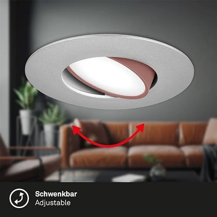 BRILONER - 3er Set LED Einbaustrahler 230V, LED Strahler Badezimmer IP65, Deckenstrahler stufenlos dimmbar, Spots, Deckenspots, Badezimmerlampe, Chrom-Matt, 90x45 mm (DxH) – Bild 5