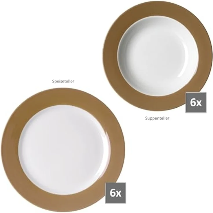 MamboCat Tafelservice Ritzenhoff Nougat Doppio 12tlg Tafelservice Braun 6 Pers Essteller, Porzellan – Bild 3