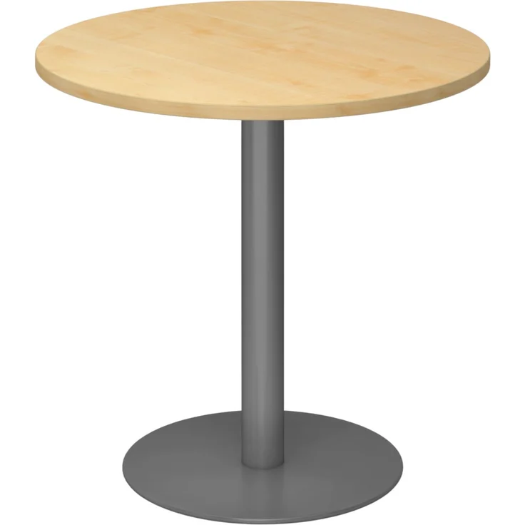 bümö Besprechungstisch, Esstisch klein, Tisch rund 80x80 cm in Ahorn, Gestell: graphit - kleiner Rundtisch für 2 Personen mit Holz-Platte, Säule aus Metall, Konferenztisch, Bistrotisch, STF08-3-G – Bild 1