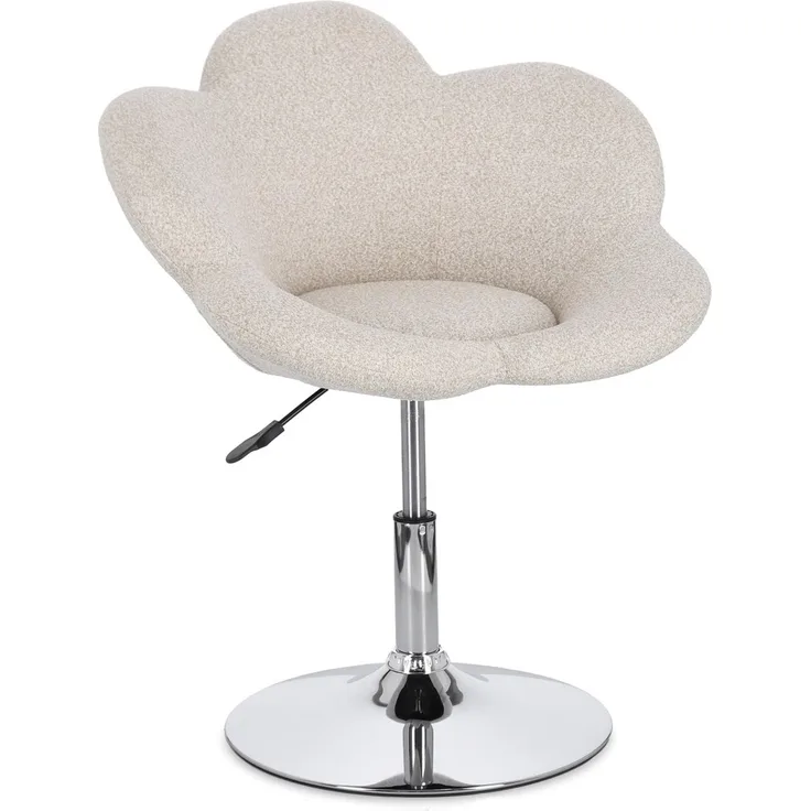 Esszimmerstuhl Ruelfu 2er-Set, Stoff und Chrome, modern, höhenverstellbar, beige gepolstert