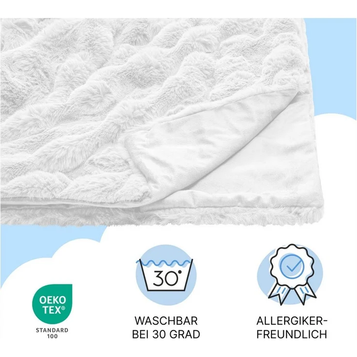 Dailydream Kunstfell Kuscheldecke - Wohndecke Warm Weich Luxus Tagesdecke, 150x200cm, weiß – Bild 1