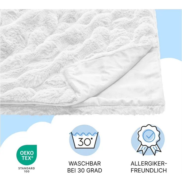 Dailydream Kunstfell Kuscheldecke - Wohndecke Warm Weich Luxus Tagesdecke, 150x200cm, weiß